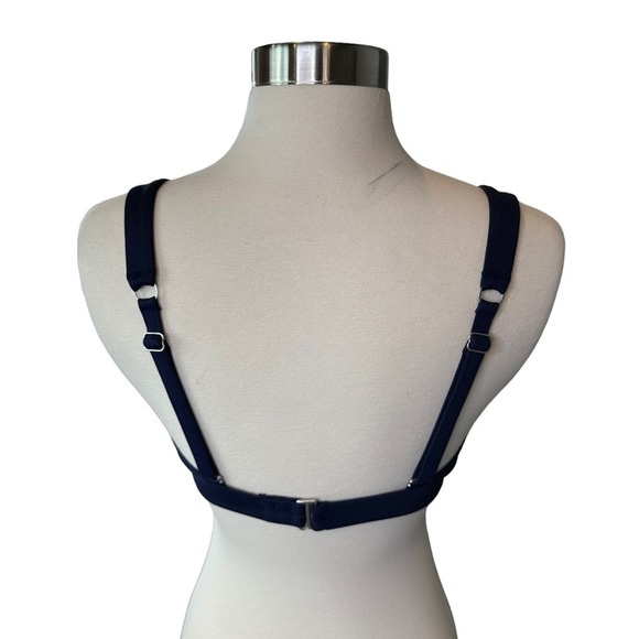 Athleta Plunge Bikini Top Women Bathing Suit Swim Wired Lightly Padded Navy 34 D - Picture 6 of 11